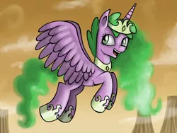 Size: 1600x1200 | Tagged: safe, artist:kleineluhnar, derpibooru import, spike, alicorn, pony, barb, ponified spike, princess, princess barb, rule 63, solo