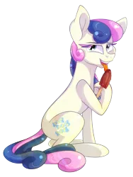 Size: 6000x8000 | Tagged: suggestive, artist:elskafox, derpibooru import, bon bon, sweetie drops, absurd resolution, ice cream, licking, looking at you, simple background, solo, tongue out, transparent background