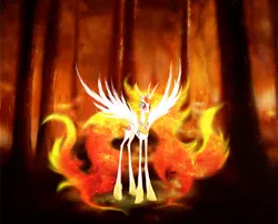 Size: 1000x809 | Tagged: alicorn amulet, artist:kaizerin, derpibooru import, fire, forest, nightmare star, princess celestia, safe, solo