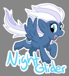 Size: 1175x1280 | Tagged: safe, artist:velocityraptor, derpibooru import, night glider, pegasus, pony, cute, flying, glideabetes, looking at you, smiling, solo, windswept mane