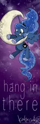 Size: 400x1237 | Tagged: safe, artist:katiecandraw, derpibooru import, princess luna, bookmark, hang in there, moon, solo, tangible heavenly object