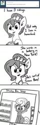 Size: 580x1817 | Tagged: safe, artist:tjpones, derpibooru import, oc, oc:brownie bun, oc:sticky bun, unofficial characters only, horse wife, ask, cinnamon bun, monochrome, photo, tumblr