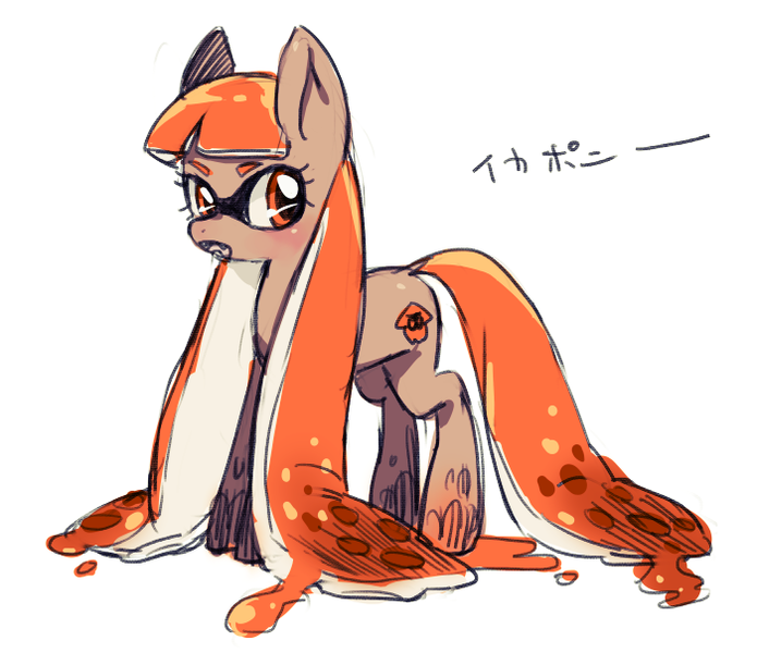 Size: 700x604 | Tagged: artist:nitronic, derpibooru import, inkling, original species, ponified, safe, solo, splatoon, squidpony