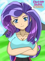 Size: 1920x2560 | Tagged: safe, artist:swagalicious-tony, artist:worldofdimensions, derpibooru import, rarity, equestria girls, breasts, busty rarity, cleavage, colored pupils, female, human coloration, smiling, solo