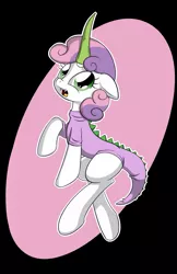 Size: 825x1275 | Tagged: safe, artist:firebrandkun, derpibooru import, sweetie belle, dragon, pony, bipedal, clothes, cosplay, solo