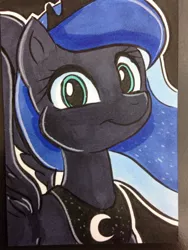 Size: 1024x1365 | Tagged: safe, artist:joshuadraws, derpibooru import, princess luna, solo, traditional art