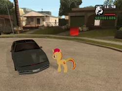 Size: 800x600 | Tagged: safe, derpibooru import, sunset shimmer, pony, grand theft auto, gta mlp, gta sa mlp, gta san andreas, k.i.t.t., knight rider, mlp gta, my little pony, pontiac firebird