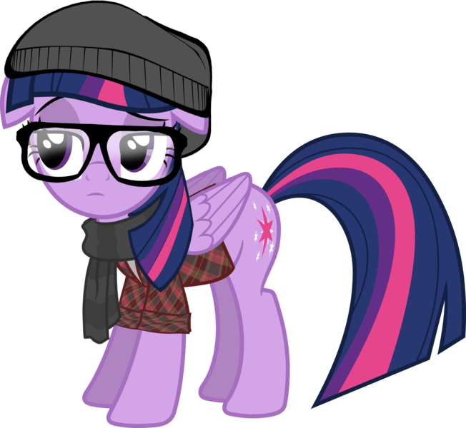 Size: 2612x2404 | Tagged: safe, artist:paragonaj, derpibooru import, twilight sparkle, twilight sparkle (alicorn), alicorn, pony, clothes, female, glasses, hat, hipster, mare, plaid, scarf, simple background, solo, transparent background