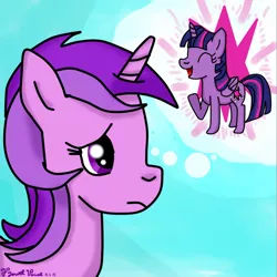 Size: 540x540 | Tagged: safe, artist:purpleloverpony, derpibooru import, amethyst star, twilight sparkle, twilight sparkle (alicorn), alicorn, pony, unicorn, female, mare, sad