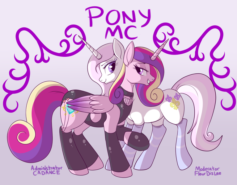 Size: 1078x843 | Tagged: artist:lulubell, clothes, derpibooru import, female, fleurdance, fleur-de-lis, forum signature, infidelity, latex, lesbian, princess cadance, safe, shipping, socks