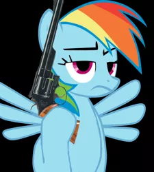 Size: 848x941 | Tagged: 44 magnum, artist:mrlegendatwork1999, derpibooru import, gun, now you gone and dunnit, oh motherfuckin fuck, rainbow dash, safe, solo