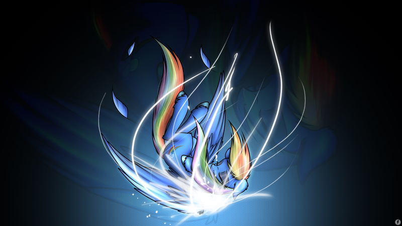 Size: 3840x2160 | Tagged: safe, artist:iithunderboltii, artist:strachattack, derpibooru import, rainbow dash, double, eyes closed, falling, lens flare, vector, wallpaper