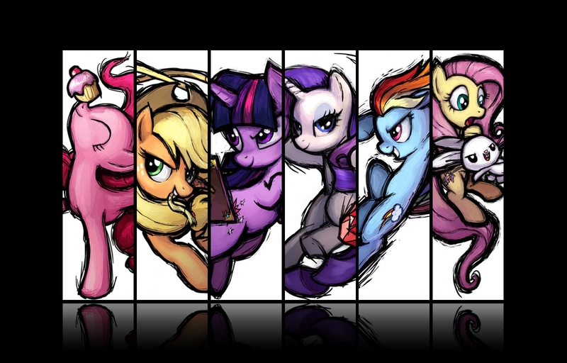 Size: 1600x1024 | Tagged: applejack, artist:chronicle23, artist:sitrirokoia, derpibooru import, edit, fighting is magic, fluttershy, mane six, pinkie pie, rainbow dash, rarity, safe, twilight sparkle, wallpaper