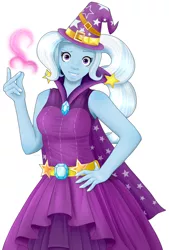 Size: 1340x1980 | Tagged: safe, artist:seleneat, derpibooru import, trixie, equestria girls, magic, smiling, solo