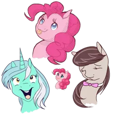 Size: 520x500 | Tagged: artist:seleneat, derpibooru import, lyra heartstrings, octavia melody, pinkie pie, safe, simple background, transparent background