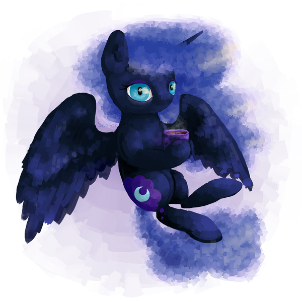 Size: 2000x2000 | Tagged: artist:solar-claw, coffee, coffee mug, derpibooru import, nightmare moon, safe, solo