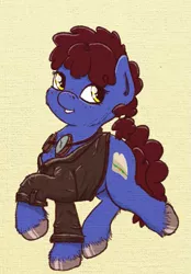 Size: 697x1002 | Tagged: artist:sandwichdelta, chest fluff, cute, derpibooru import, dieselpunk, fluffy, freckles, oc, oc:sandwich, pigtails, pilot, safe, unofficial characters only, unshorn fetlocks