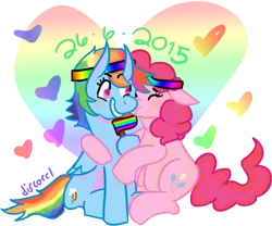 Size: 743x619 | Tagged: safe, artist:discorcl, derpibooru import, pinkie pie, rainbow dash, cute, female, gay pride, gay pride flag, heart, kissing, lesbian, lovewins, pinkiedash, pride, shipping