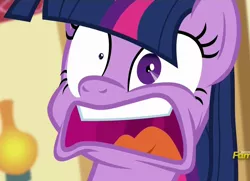 Size: 1484x1076 | Tagged: safe, derpibooru import, screencap, twilight sparkle, twilight sparkle (alicorn), alicorn, pony, party pooped, crazy face, faic, female, freakout, funny, funny as hell, mare, mismatched eyes, open mouth, panic, panic attack, reaction image, single shrunken iris, solo, twilight snapple, twilighting