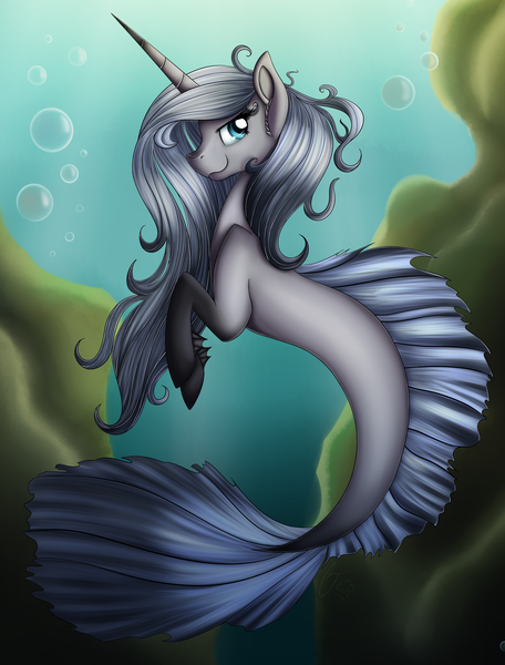 Size: 2418x3179 | Tagged: artist:iraincloud, derpibooru import, merpony, oc, oc:crescent hue, safe, solo, unofficial characters only