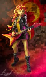 Size: 2078x3508 | Tagged: safe, artist:seer45, derpibooru import, sunset shimmer, equestria girls, rainbow rocks, guitar, solo, sunset shredder