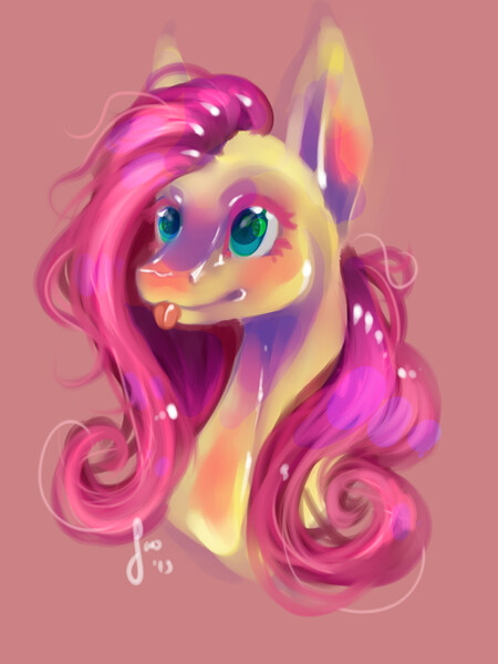 Size: 1050x1400 | Tagged: safe, artist:saoiirse, derpibooru import, fluttershy, portrait, solo, tongue out