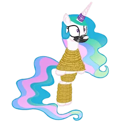 Size: 1024x1061 | Tagged: suggestive, artist:soupcanz, derpibooru import, princess celestia, alicorn, pony, belt, bondage, gag, horn ring, magic suppression, rope, solo, standing, tape gag, tied up, upright