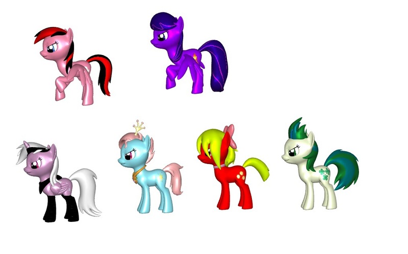 Size: 1014x632 | Tagged: safe, derpibooru import, oc, oc:cloverschy, oc:emopony, oc:fire boom, oc:lavender lemon, oc:queen starlight, oc:redblade, unofficial characters only, 3d