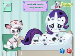 Size: 701x525 | Tagged: blank flank, bruised, cat, crying, cut, derpibooru import, dirty, doctor, filly, filthy, flash game, furry, fynsy, hospital, injured, messy, oc, oc:fynsy, rarity, sad, safe, snot, thorns