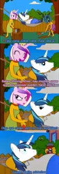 Size: 327x960 | Tagged: blue text, chrysarmordance, comic, derpibooru import, female, homer simpson, lesbian, marge simpson, princess cadance, queen chrysalis, safe, shining armor, shipping, spanish, the simpsons