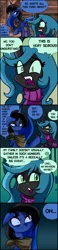 Size: 1280x5529 | Tagged: artist:jokerpony, ask teen chrysalis, clothes, comic, derpibooru import, goth, princess luna, queen chrysalis, safe, sweater, tumblr, turtleneck