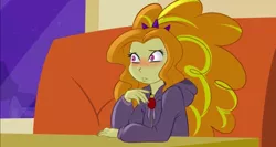 Size: 1272x679 | Tagged: safe, artist:ponut_joe, derpibooru import, adagio dazzle, equestria girls, rainbow rocks, blushing, clothes, hoodie, jewelry, nail polish, pendant