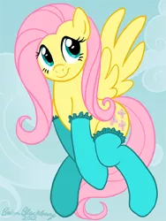 Size: 576x768 | Tagged: safe, artist:brianblackberry, derpibooru import, fluttershy, pegasus, pony, clothes, cute, female, mare, shyabetes, socks, upscale