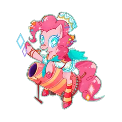 Size: 1181x1181 | Tagged: artist:lemonheart, clothes, derpibooru import, dress, party cannon, pinkie pie, safe, socks, solo, striped socks, wings