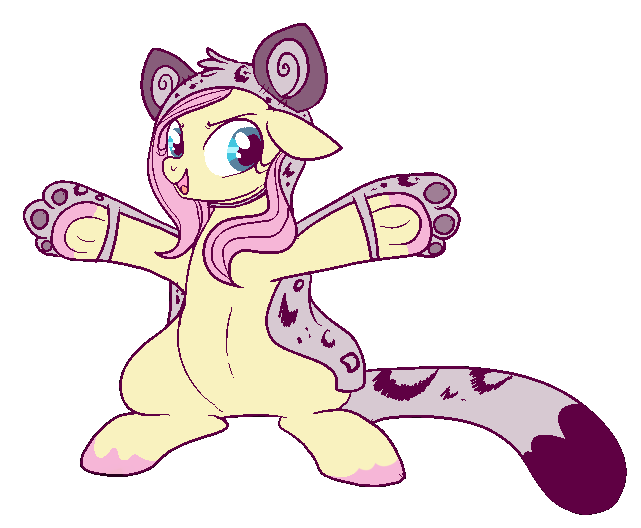 Size: 641x528 | Tagged: artist:lulubell, big cat, clothes, costume, cute, derpibooru import, fluttershy, safe, simple background, snow leopard, solo, transparent background