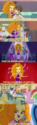 Size: 1274x4284 | Tagged: safe, derpibooru import, screencap, adagio dazzle, aria blaze, fluttershy, rainbow dash, sonata dusk, wiz kid, equestria girls, rainbow rocks, background human, care root, drums, looking at you, microphone, singing, song reference, the bangles, the dazzlings, walk like an egyptian