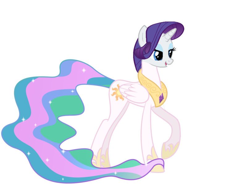 Size: 1035x772 | Tagged: dead source, safe, artist:cakeslover, derpibooru import, princess celestia, rarity, alicorn, hybrid, pony, body swap, female, fusion, head swap, mare, race swap, raricorn, rarilestia, role reversal, simple background, solo, transparent background, vector, wat, what has magic done, what has science done