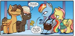 Size: 1325x635 | Tagged: artist:jay fosgitt, cloudsdale, derpibooru import, dumbbell, fluttershy, hoops, idw, rainbow dash, safe, spoiler:comic, spoiler:comicff18