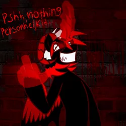 Size: 666x666 | Tagged: grimdark, artist:sherradestrix, derpibooru import, oc, oc:edgy swag, unofficial characters only, alicorn, pony, alicorn oc, coldsteel the hedgeheg, donut steel, edgy, intentionally bad, joke oc, middle finger, misspelling, nothin personnel kid, red and black oc, solo, vulgar