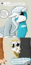 Size: 900x1894 | Tagged: safe, artist:firefanatic, derpibooru import, gilda, princess celestia, gryphon, crying, cuddlestia, cute