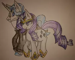 Size: 2492x2006 | Tagged: safe, artist:bleedingwings12, derpibooru import, fancypants, rarity, pony, unicorn, female, male, mare, raripants, shipping, stallion, straight, traditional art