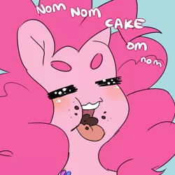 Size: 1000x1000 | Tagged: safe, artist:lucidlarceny, derpibooru import, pinkie pie, anthro, ambiguous facial structure, eyes closed, open mouth, solo, tongue out
