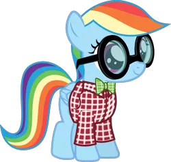 Size: 6000x5692 | Tagged: safe, artist:magister39, derpibooru import, rainbow dash, absurd resolution, adorkable, cute, dashabetes, dork, egghead, filly, glasses, nerd, rainbow dash always dresses in style, rainbow dork, simple background, transparent background, vector, younger