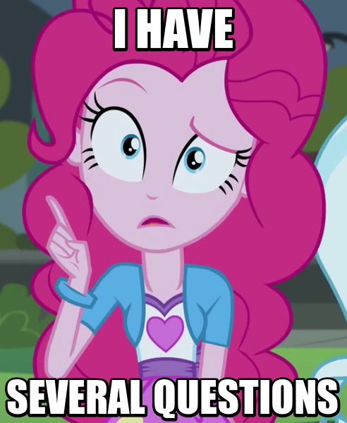 Size: 492x600 | Tagged: safe, derpibooru import, edit, edited screencap, screencap, pinkie pie, equestria girls, friendship games, caption, confused, flipped, i have several questions, image macro, jontron, meme, pinkie's questions meme, plug and play consoles, reaction image, solo