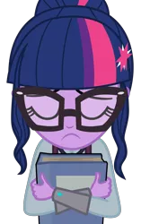 Size: 4000x6389 | Tagged: safe, artist:ivacatherianoid, derpibooru import, sci-twi, twilight sparkle, equestria girls, friendship games, book, cute, sad, simple background, solo, spoiler, transparent background, vector