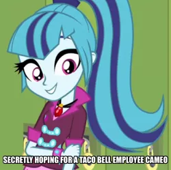 Size: 926x922 | Tagged: safe, derpibooru import, screencap, sonata dusk, equestria girls, rainbow rocks, image macro, meme, solo, taco bell