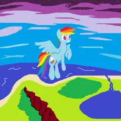 Size: 780x780 | Tagged: artist:gallifreyanequine, derpibooru import, flying, ms paint, rainbow dash, safe, water