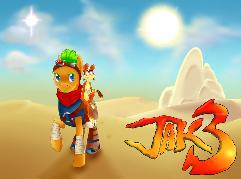 Size: 4606x3425 | Tagged: artist:chieko-san, daxter, derpibooru import, desert, goggles, jak, jak 3, jak and daxter, ottsel, ponified, safe, video game