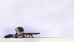 Size: 3200x1800 | Tagged: aiming, angry, artist:bluesparkks, derpibooru import, gun, lying down, m1 garand, octavia melody, rifle, safe, solo, wallpaper, weapon