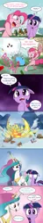 Size: 1733x8838 | Tagged: safe, artist:doublewbrothers, derpibooru import, pinkie pie, prince rutherford, princess celestia, twilight sparkle, twilight sparkle (alicorn), alicorn, earth pony, pony, yak, party pooped, :<, :o, alternate ending, angry, bipedal, blast, boom, comic, crown, dark comedy, destruction, dialogue, female, fire, floppy ears, frown, genocide, glare, glowing horn, hoof hold, horn, jewelry, magic, magic blast, mare, north korea, open mouth, overkill, party cannon, peytral, ponyville, regalia, scene parody, season 5 comic marathon, shocked, sign, smiling, smoke, speech bubble, squishy cheeks, steam, stomping, text, this will end in death, this will end in explosions, this will end in tears, this will end in tears and/or death, wide eyes, worried, yakyakistan, yelling